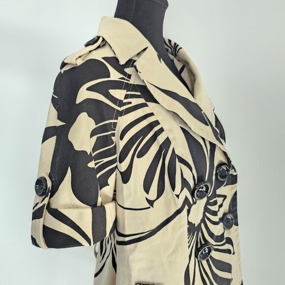 INC International Concepts Floral Print Trench Coat Black Beige Size S - Picture 10 of 16